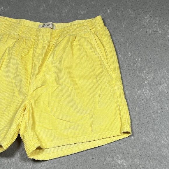 Madewell Variegated Corduroy Shorts Mens Medium Yellow Elastic Waist Pull On - Picture 3 of 12